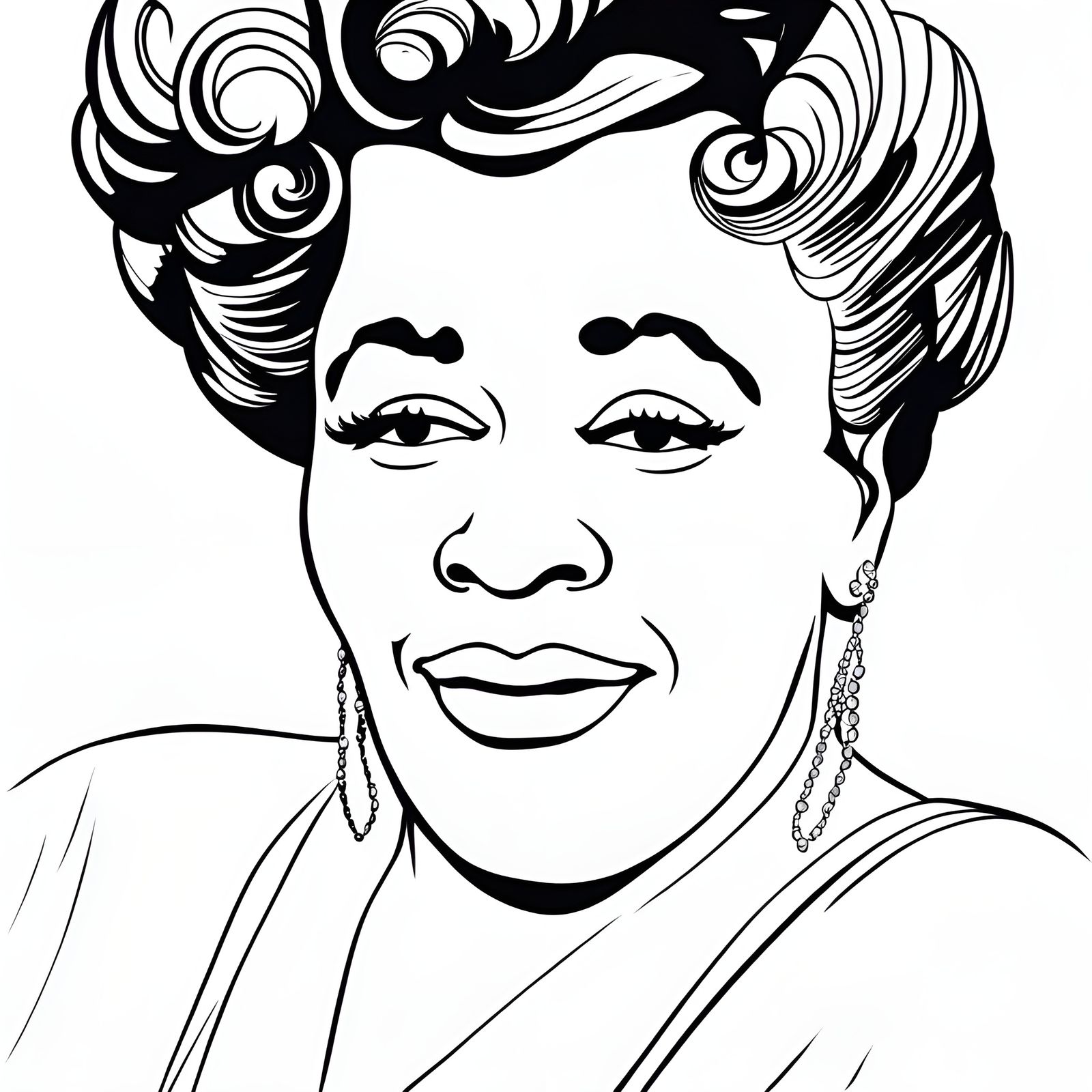 Portrait of Ella Fitzgerald (Line Art) - AI Generated Artwork ...