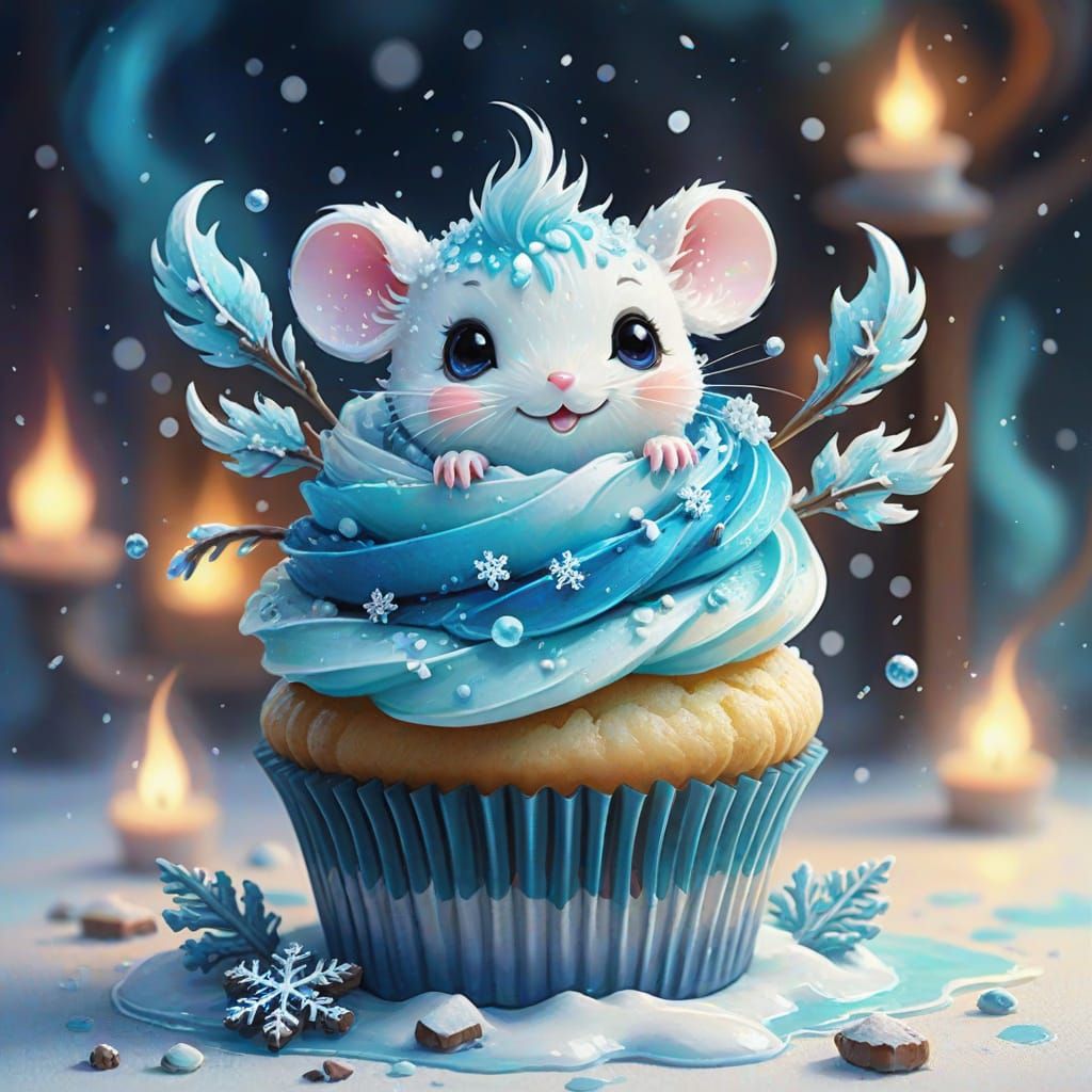 Kawaii winter cupcake   by @Quarkie