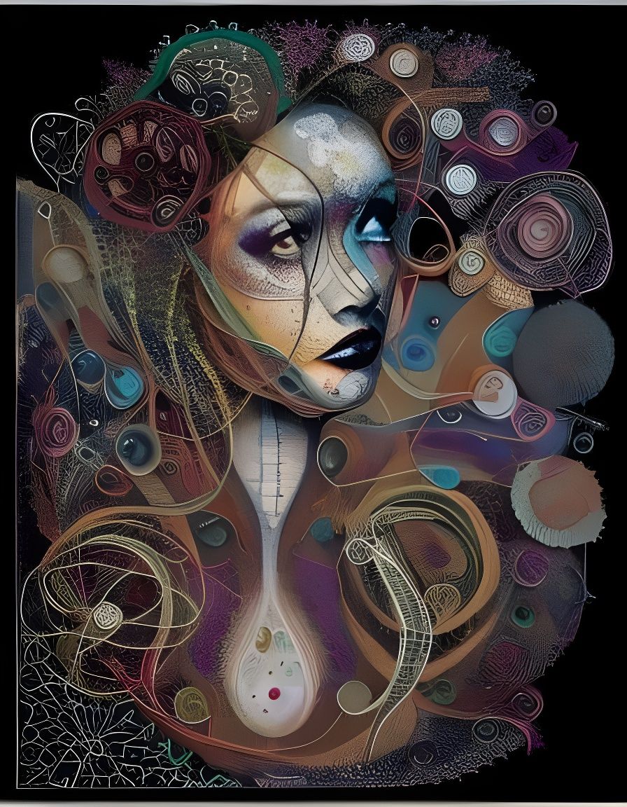 Intricate Textile Art Portrait in Maximalist Style