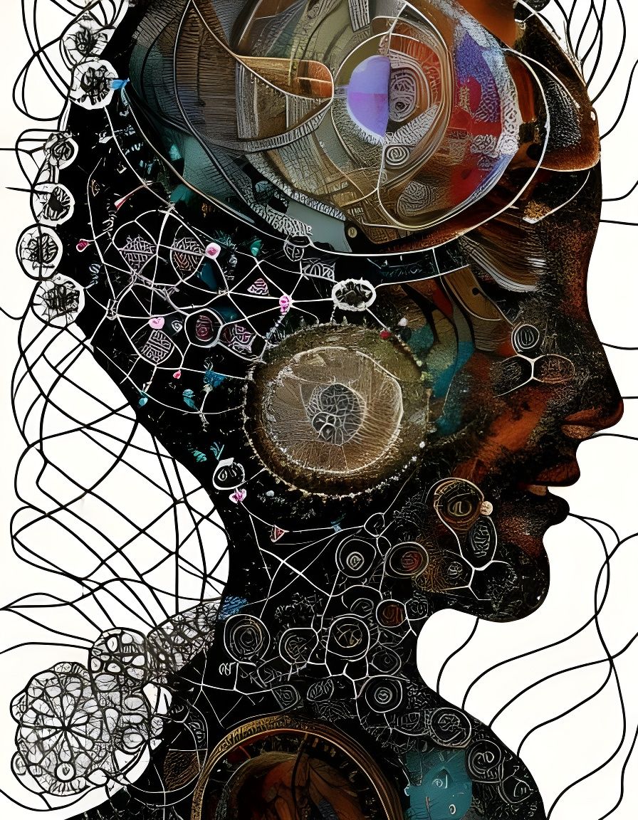 A Maximalist Woman's Portrait: Intricate, Geometric, and Bio...