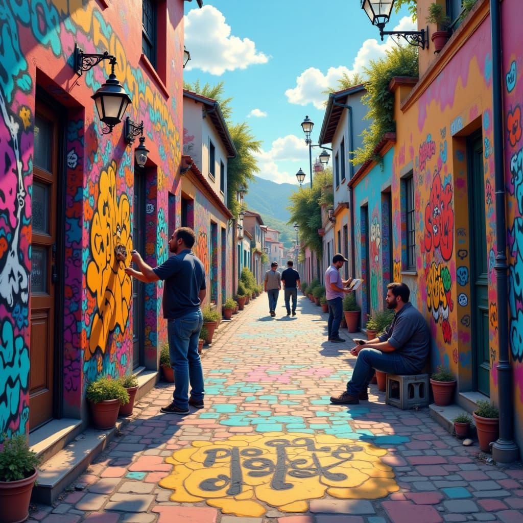 hastings 1066 <lora:streetart:1.0> being painted by talented artists