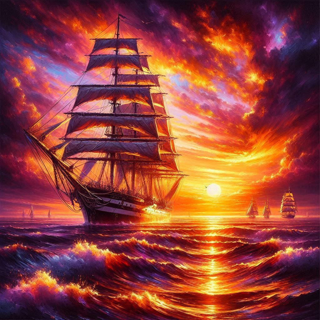 Sun setting in the sky