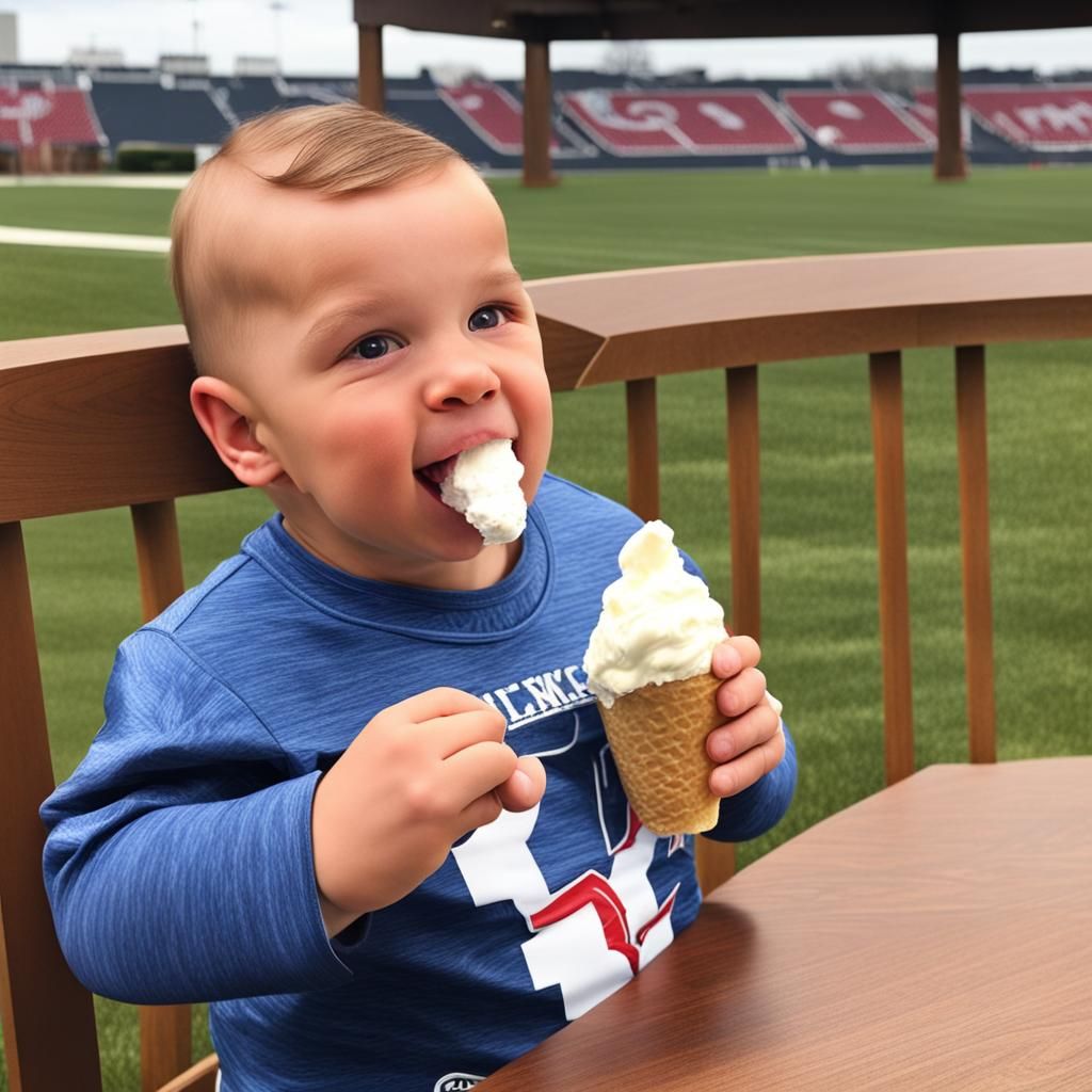 baby gronk eating icecream in ohio - AI Generated Artwork - NightCafe