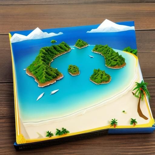 Tropical Beach in Origami Style Landscape