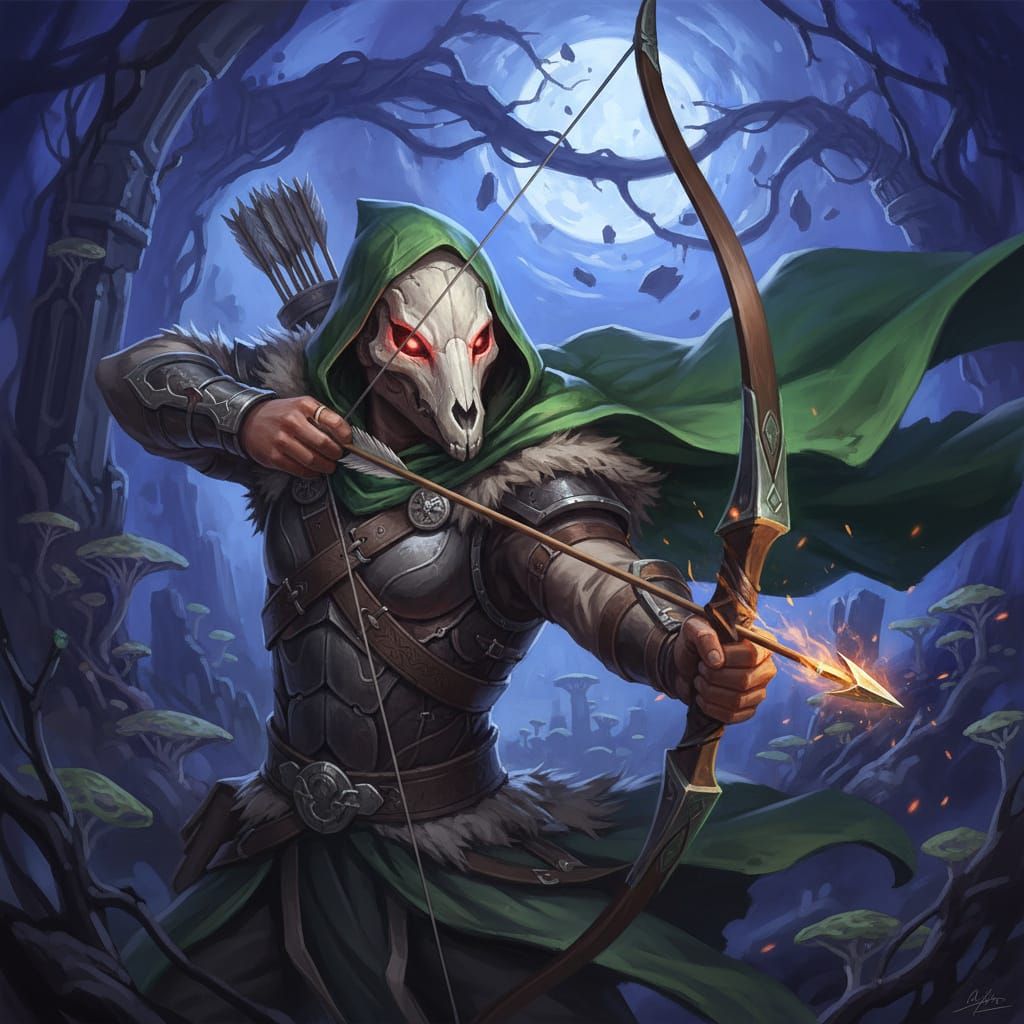 Pathfinder Human male Slayer with Bow mask and Light Armor