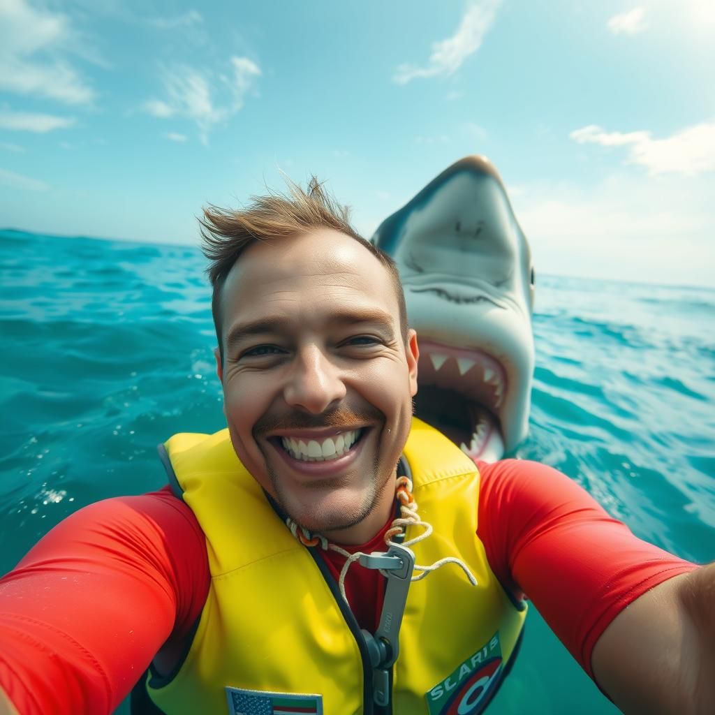 Lifeguard Photobombed by Shark  by @Marilyn Young