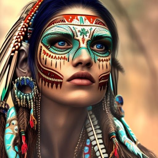 Native American Indian women, authentic clothing, photorealistic ...