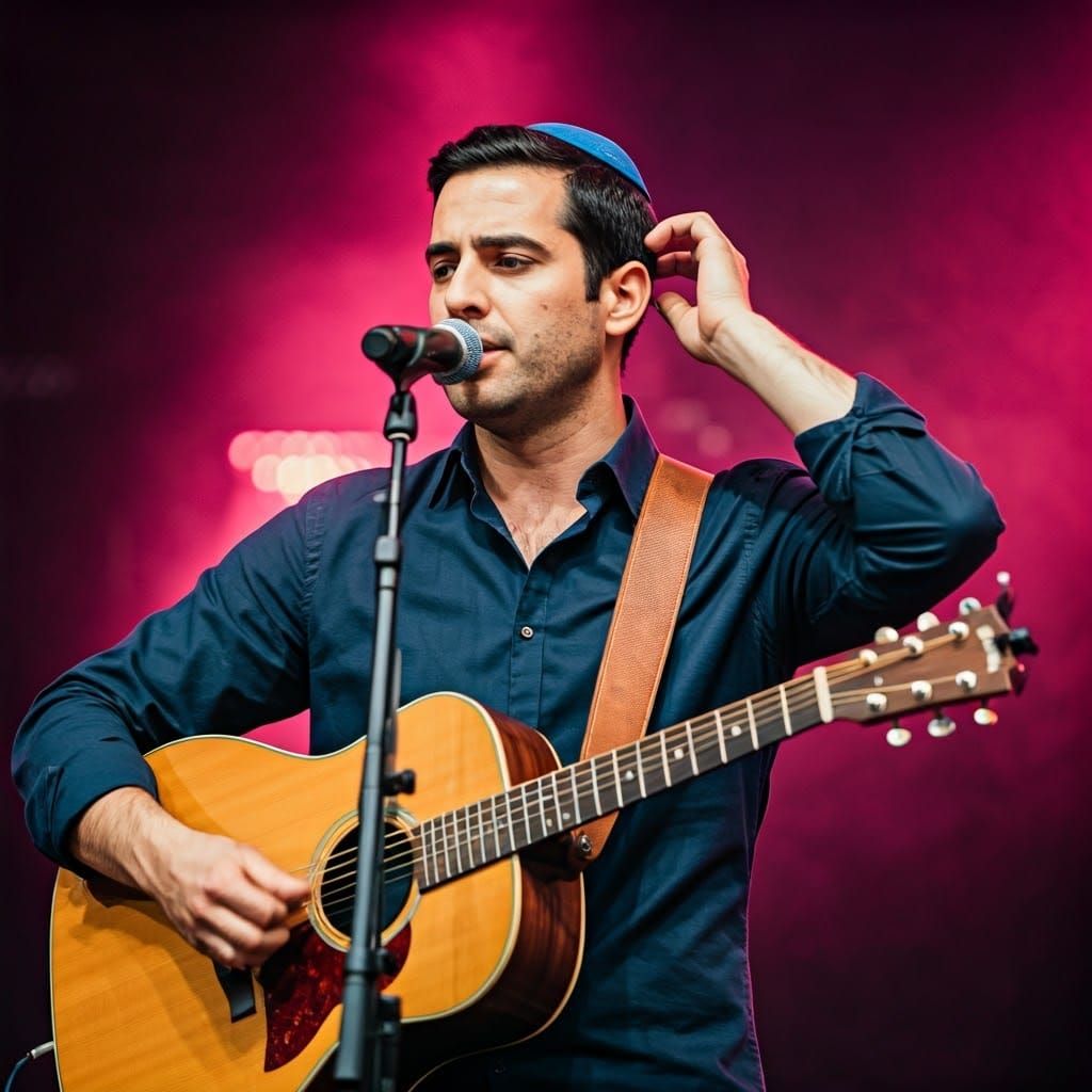 Man with Guitar on Stage: Fantasy Concept Art