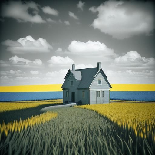 Dreamcore blurry dream with a realistc big yellow green cornfield with ...