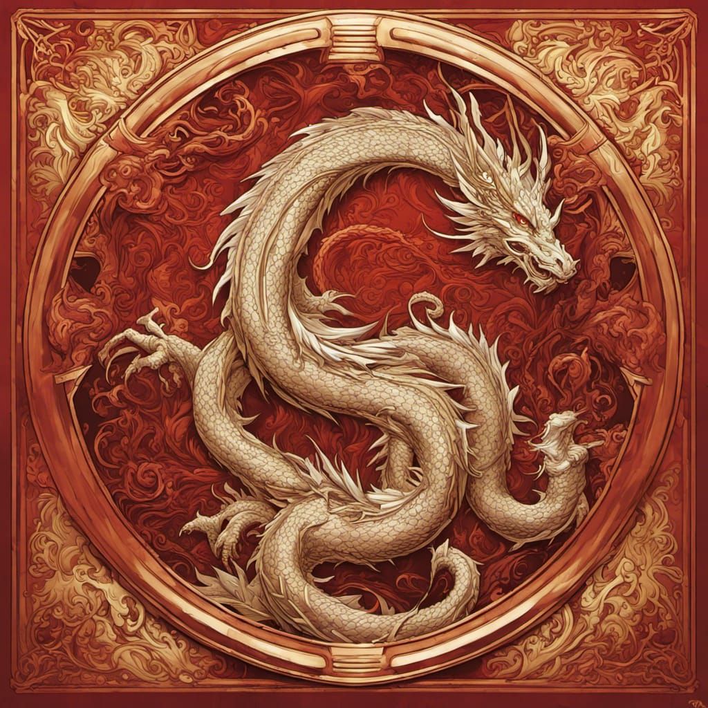 Golden Dragon Goddess in Fire Red Comic Art