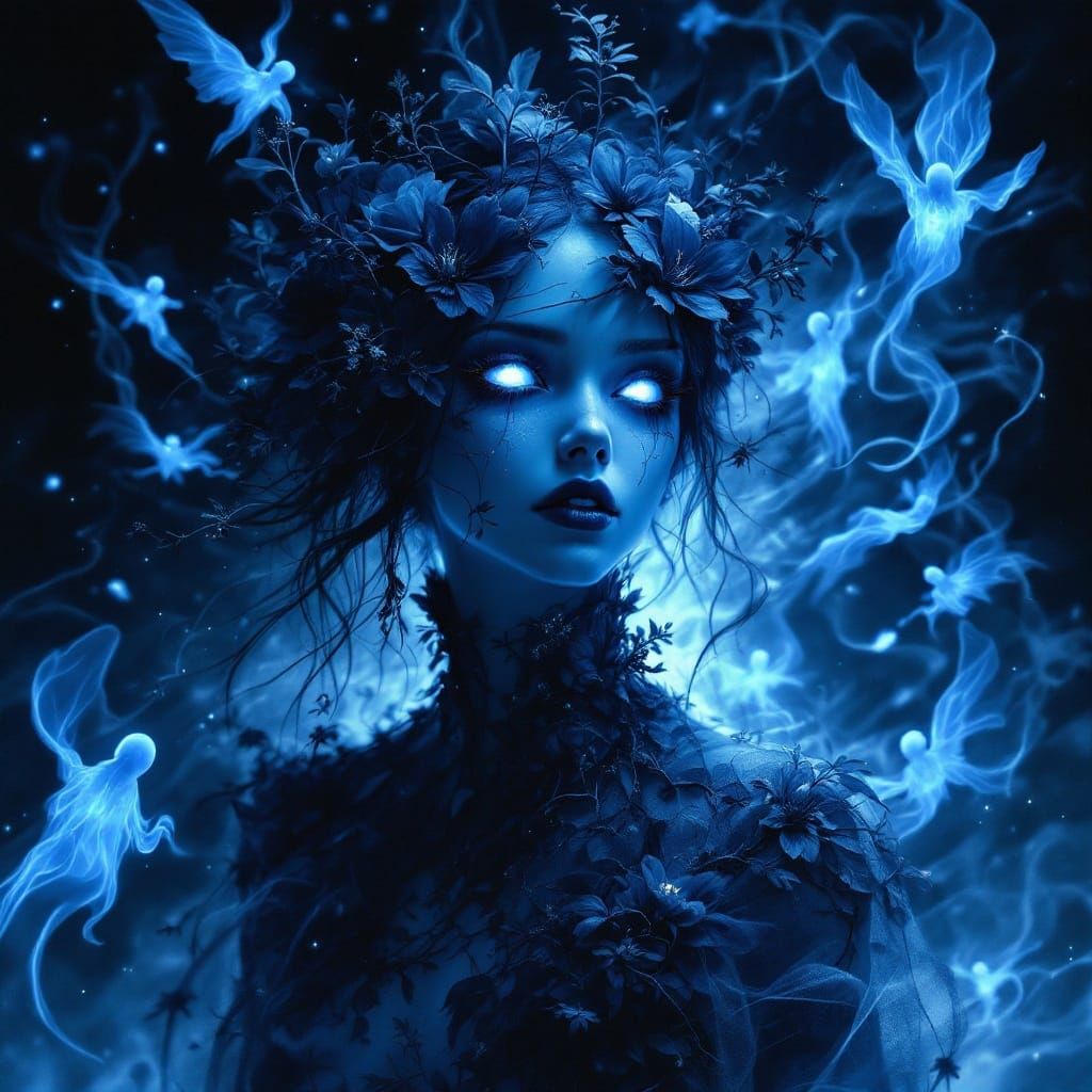 Ethereal Figure in Mystical Landscape