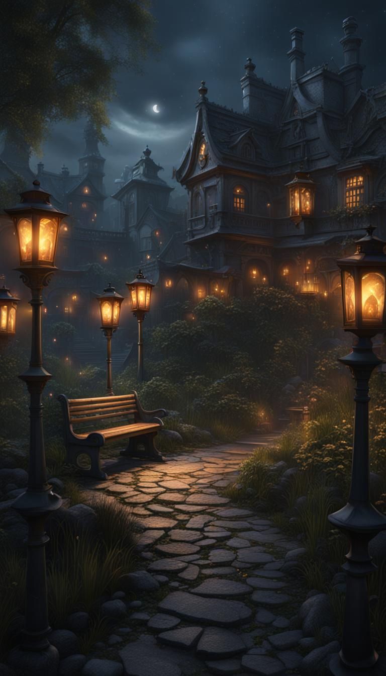 Dark and Scary Haunted City Concept Art