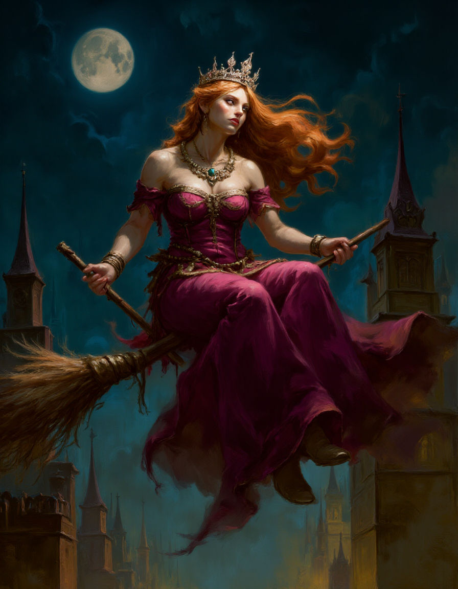 A fierce and elegant witch with sharp cheekbones 31