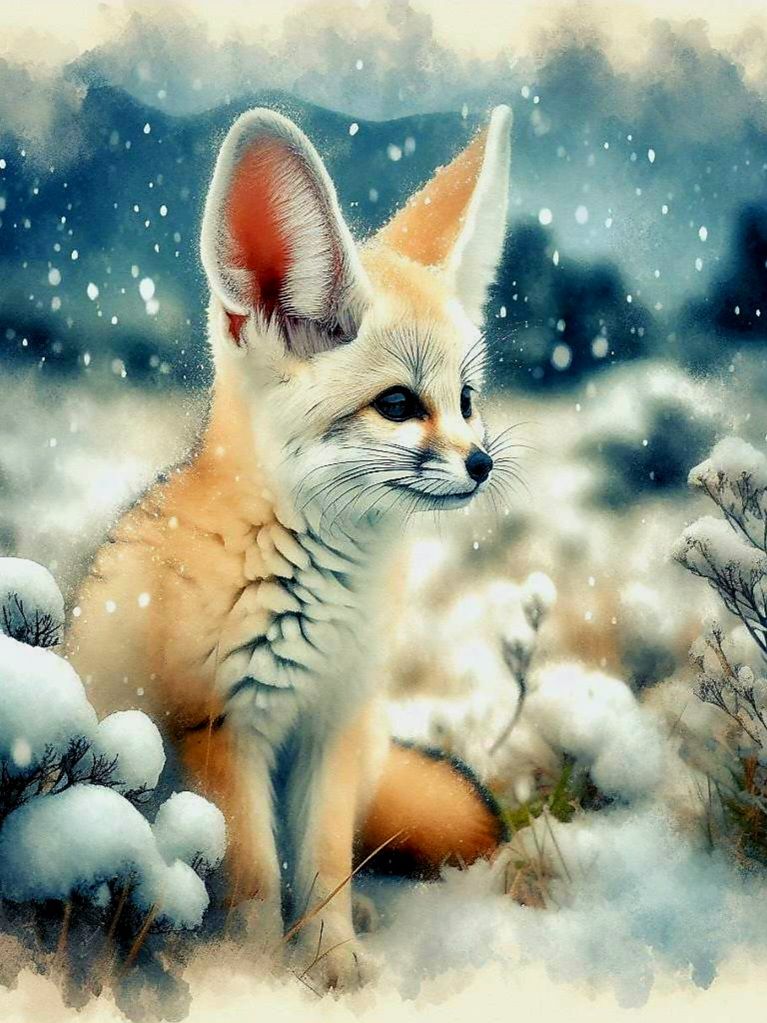 Fennec fox - watercolor