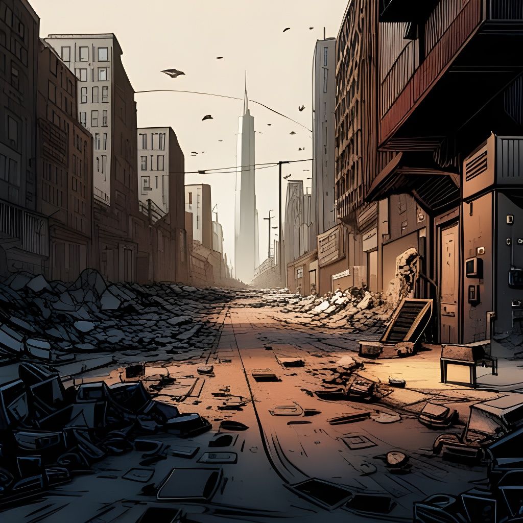 a street in a poor littered dystopian city - AI Generated Artwork ...