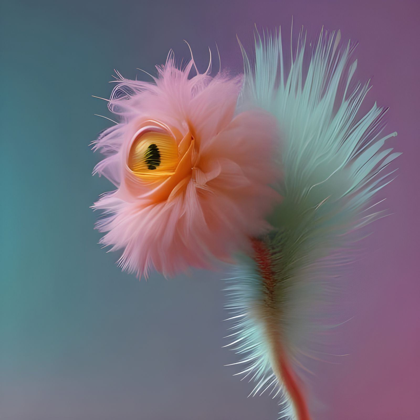 Macro Photo of Feathery Flower in 3D Digital Art