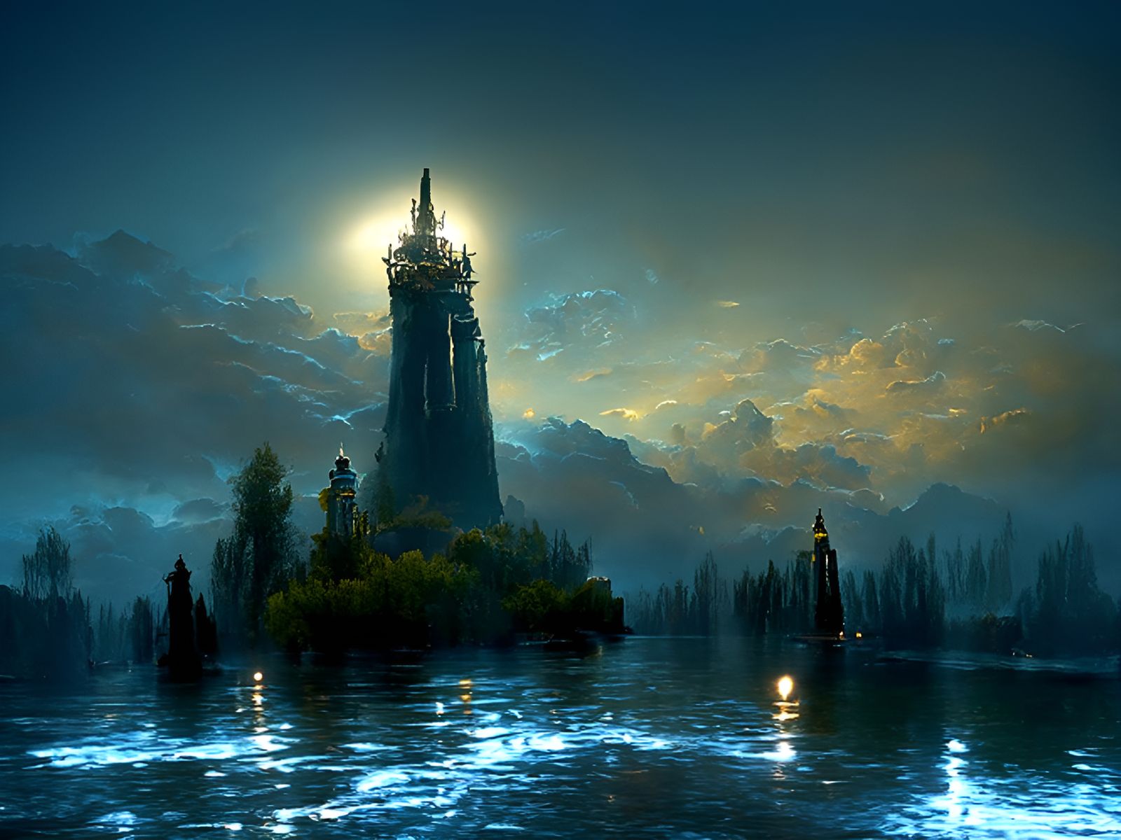 Lighthouse on the Azure Sea - AI Generated Artwork - NightCafe Creator