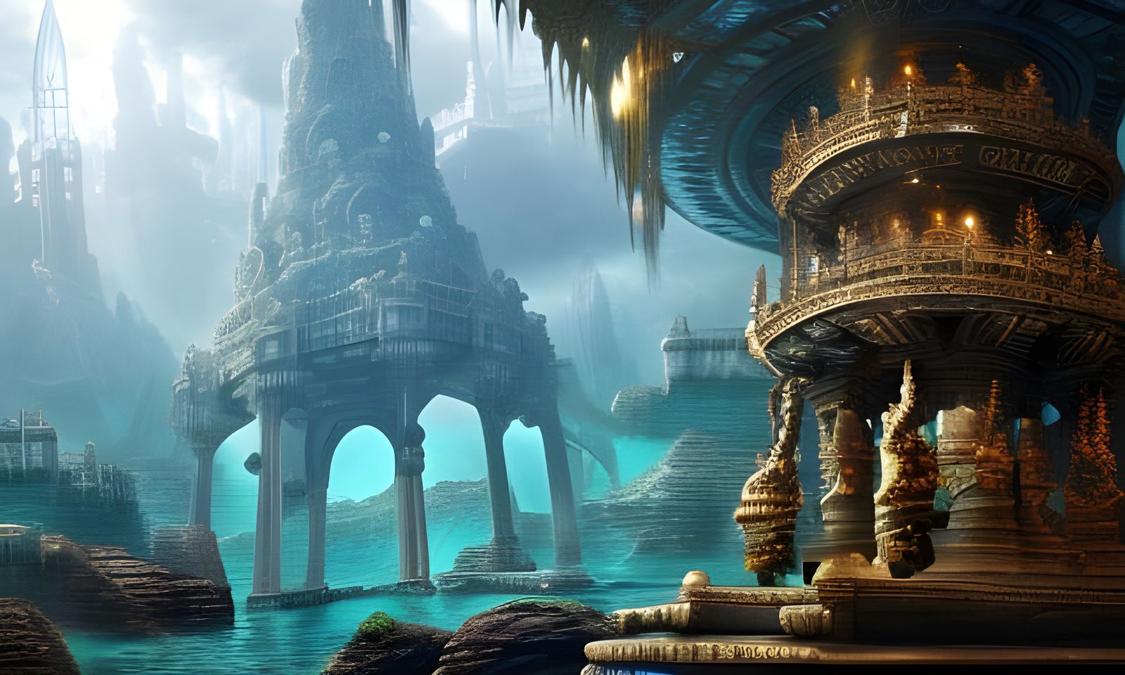 Epic Underwater Temple: A Digital Matte Painting