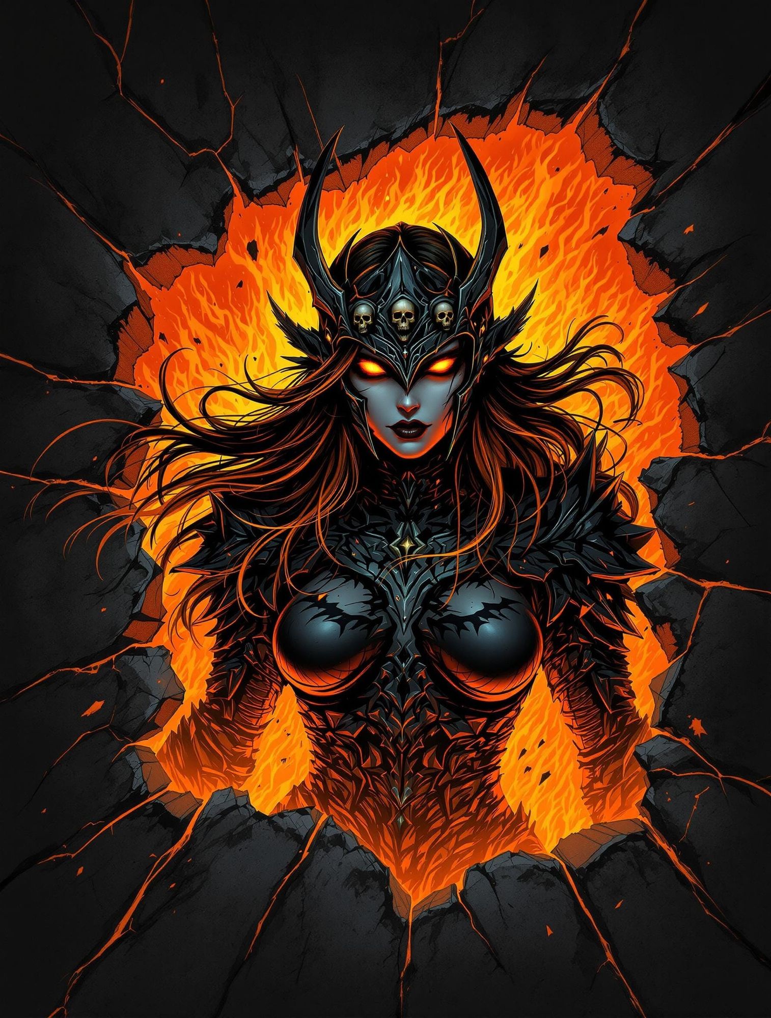 Warrior breaking through a cracked surface