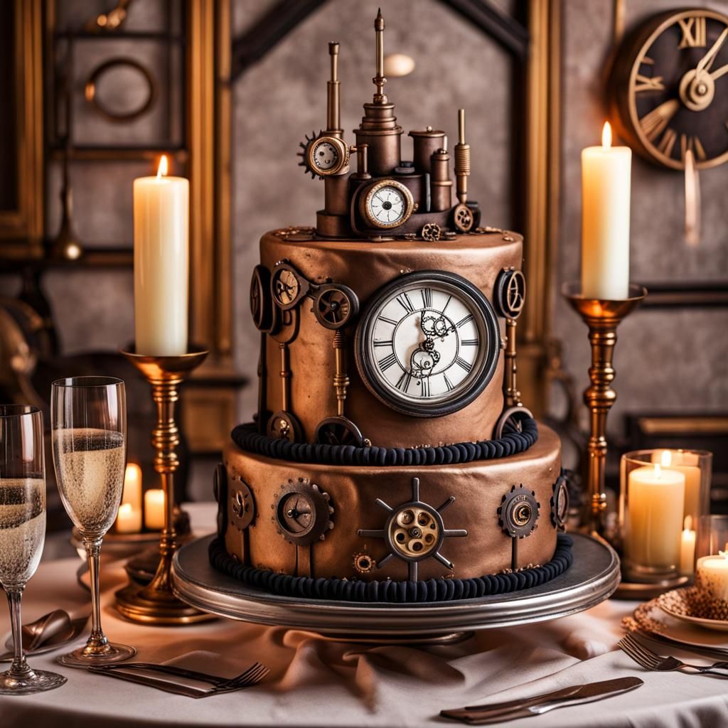 Steampunk Cake  by @Atlaxa