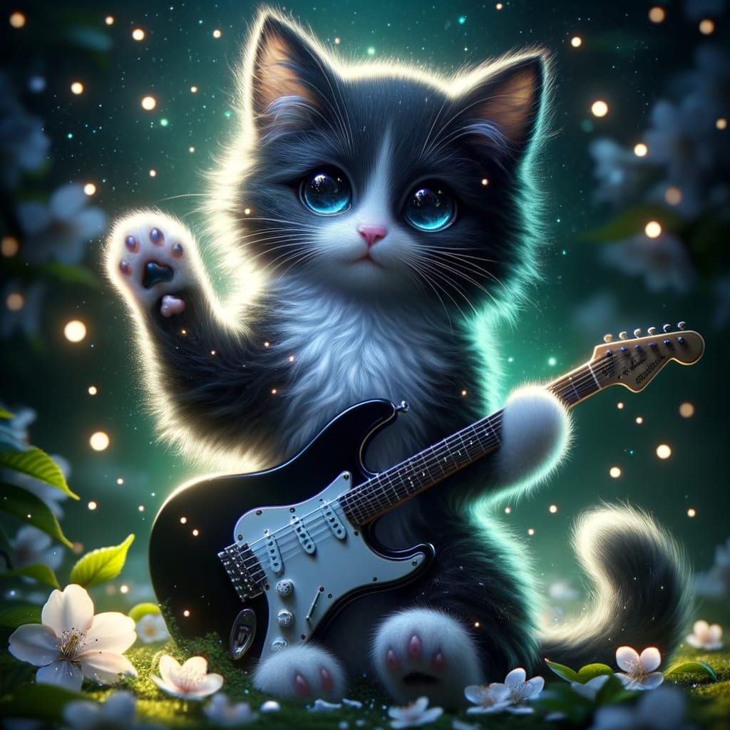 A hyper-realistic digital artwork of an adorable cute black ...
