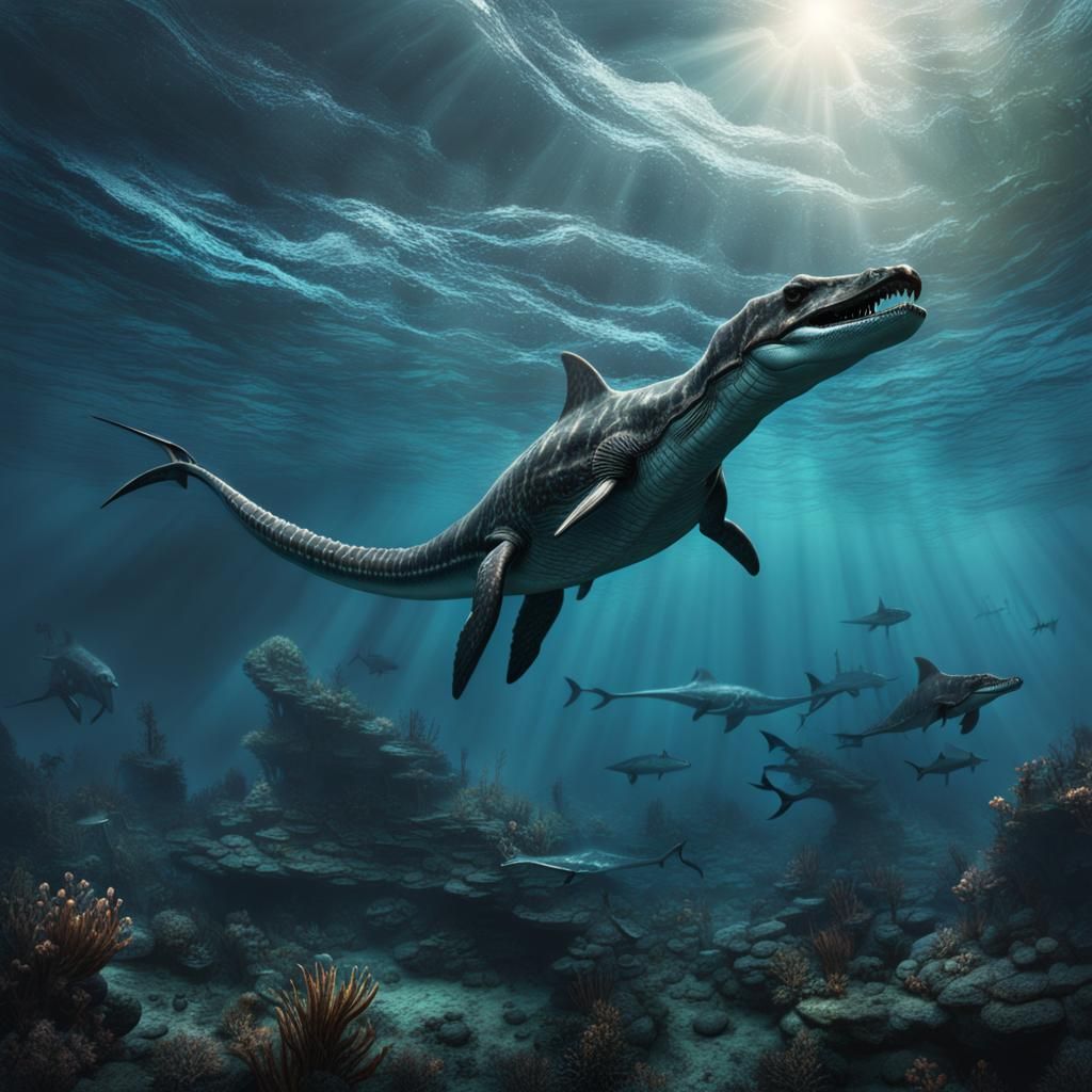 New Plesiosaur/Mosasaur Hybrid - AI Generated Artwork - NightCafe Creator