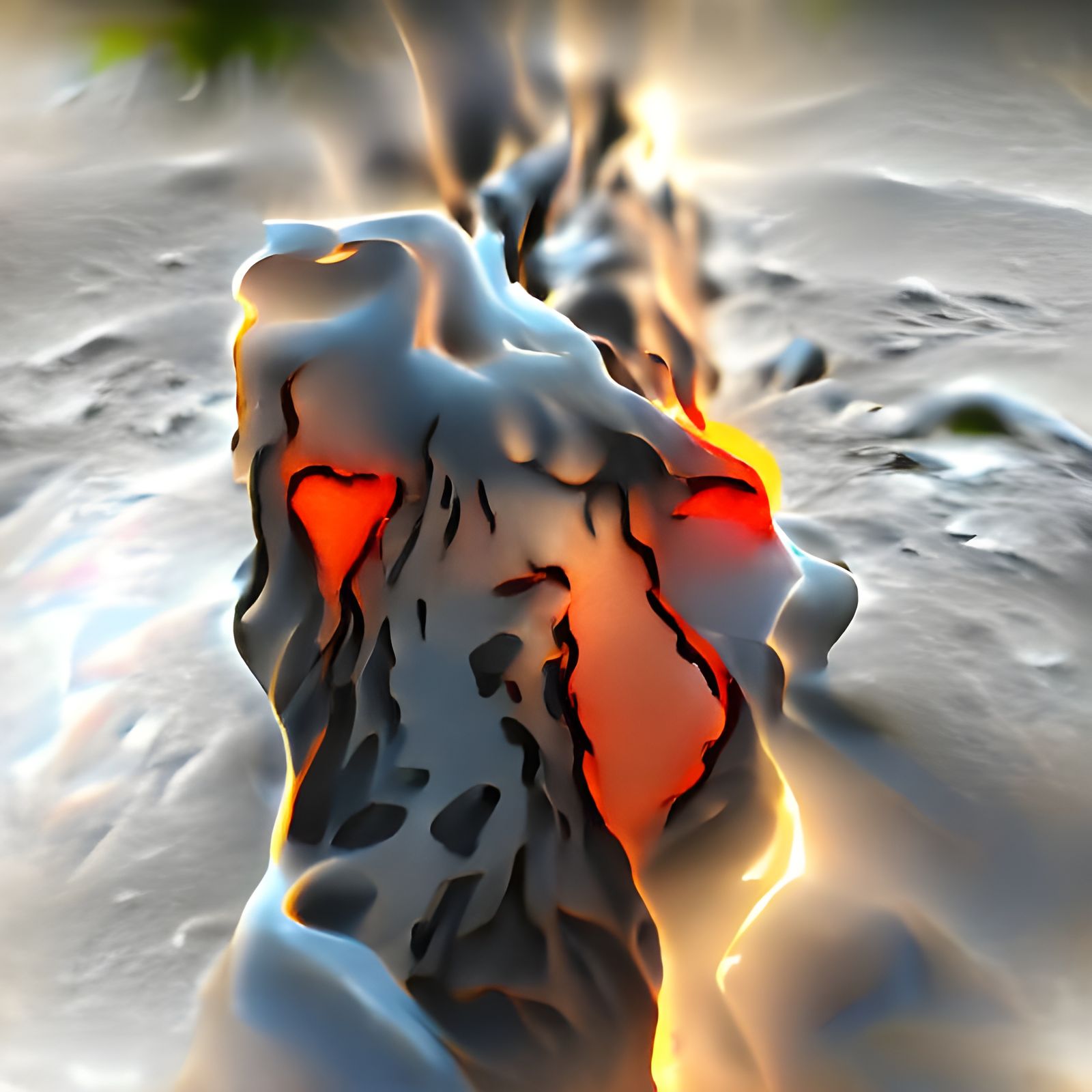 Lava flow, geyser, 8k resolution volumetric lighting