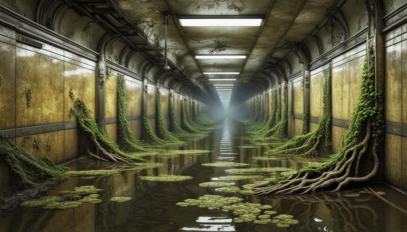 Underground, Tokyo Subway Station, flooded, nature taking over post