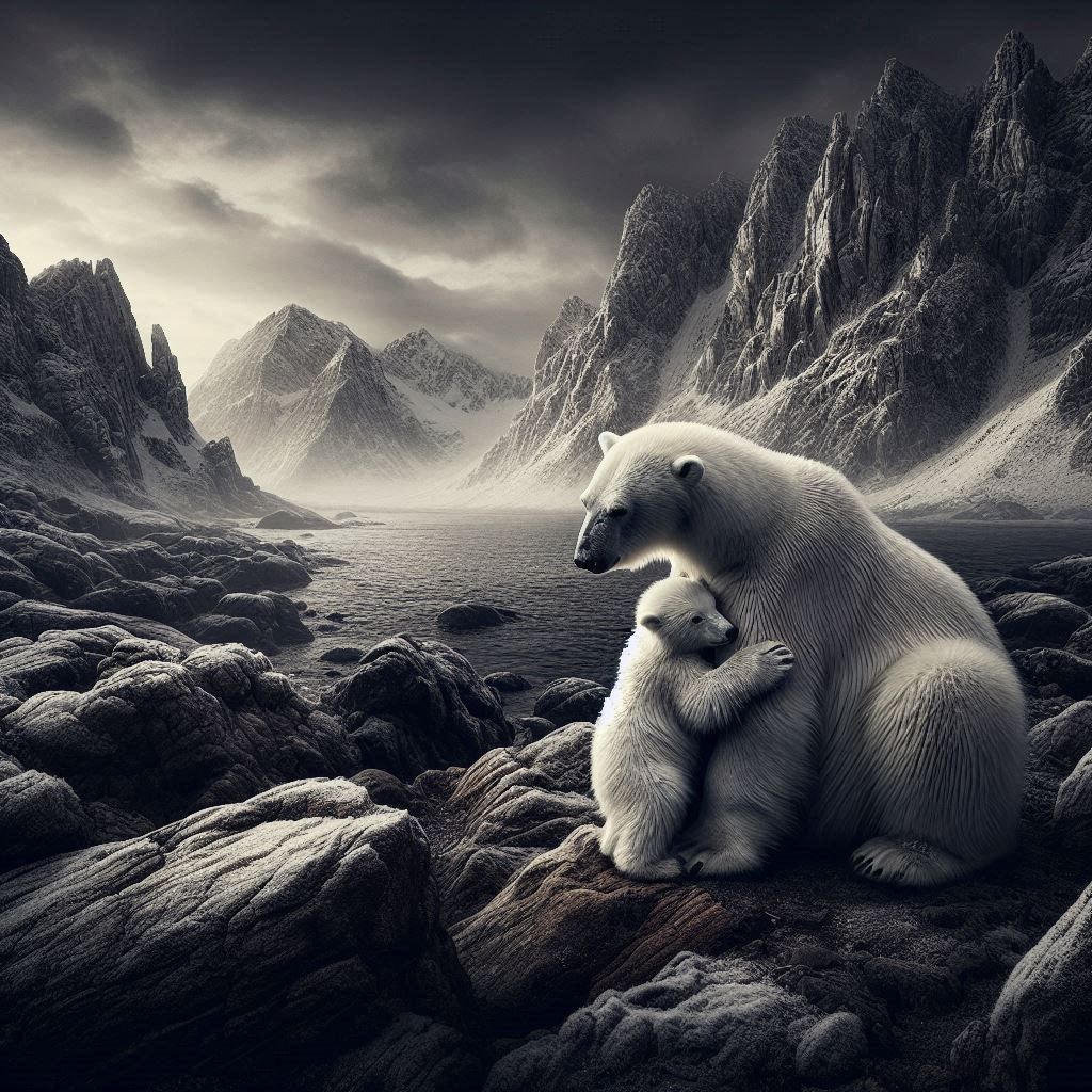 🐻‍❄️🐾🐻‍❄️❄️ Two polar bears, a mother and her cub