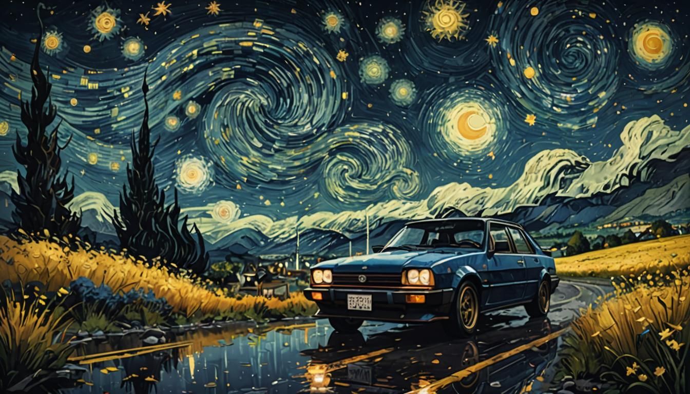 Initial D in Vincent Van Gogh style