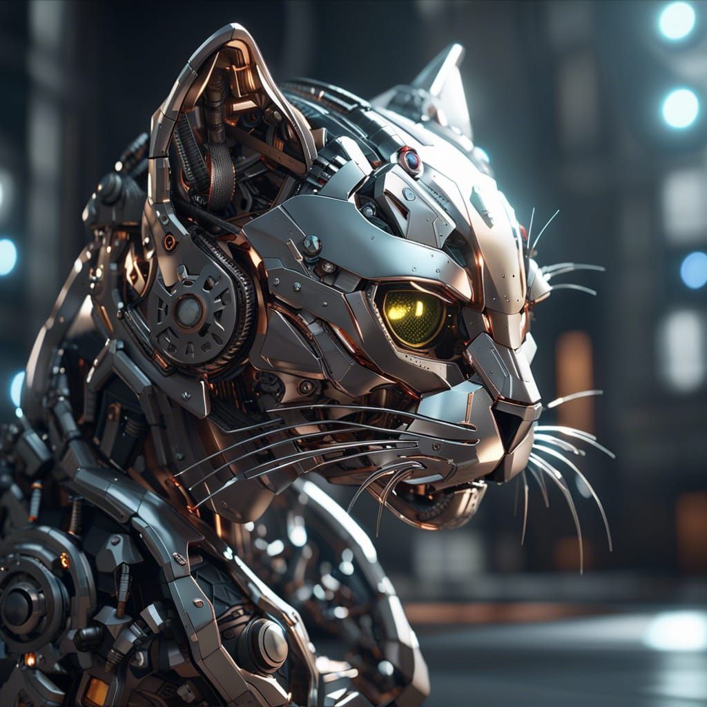 cyborg cat  by @frisbeecat123