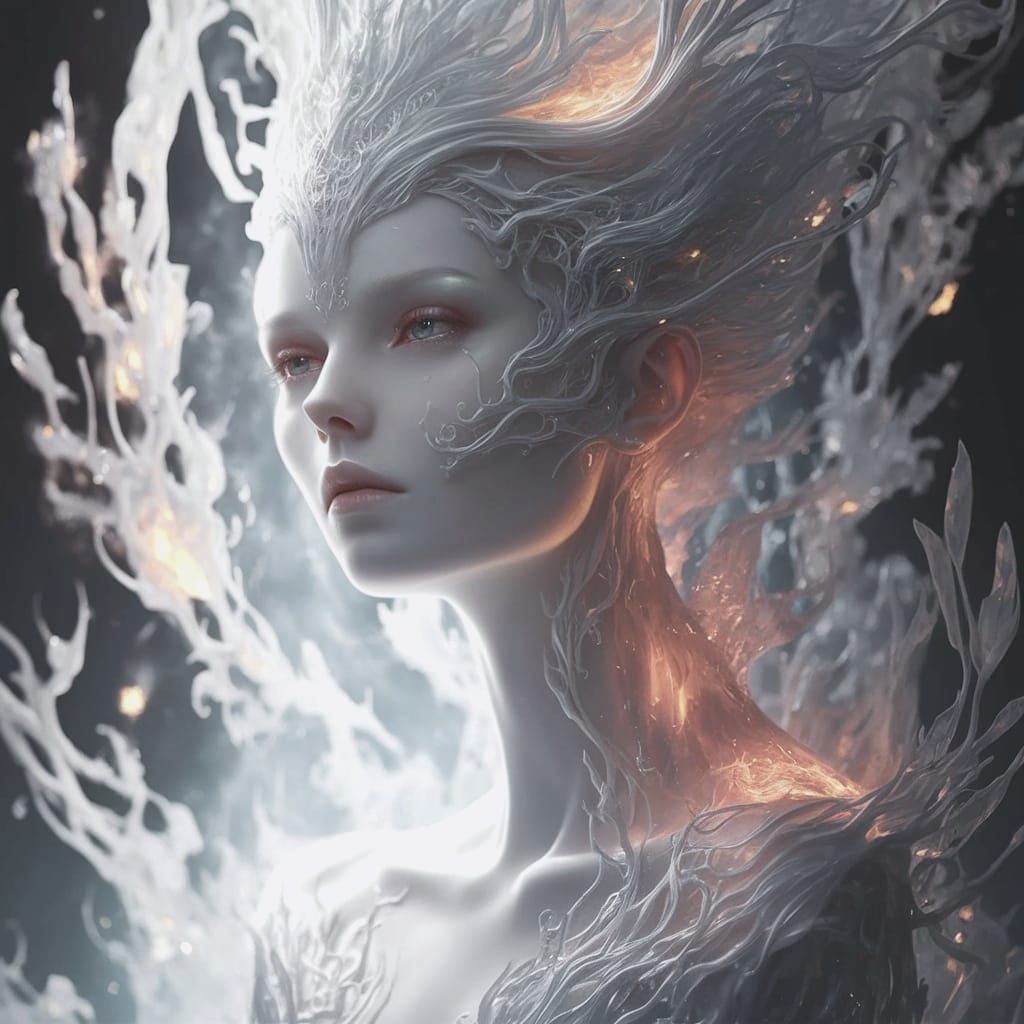 Ethereal Gothic Goddess in Whispering Night Dreamscape