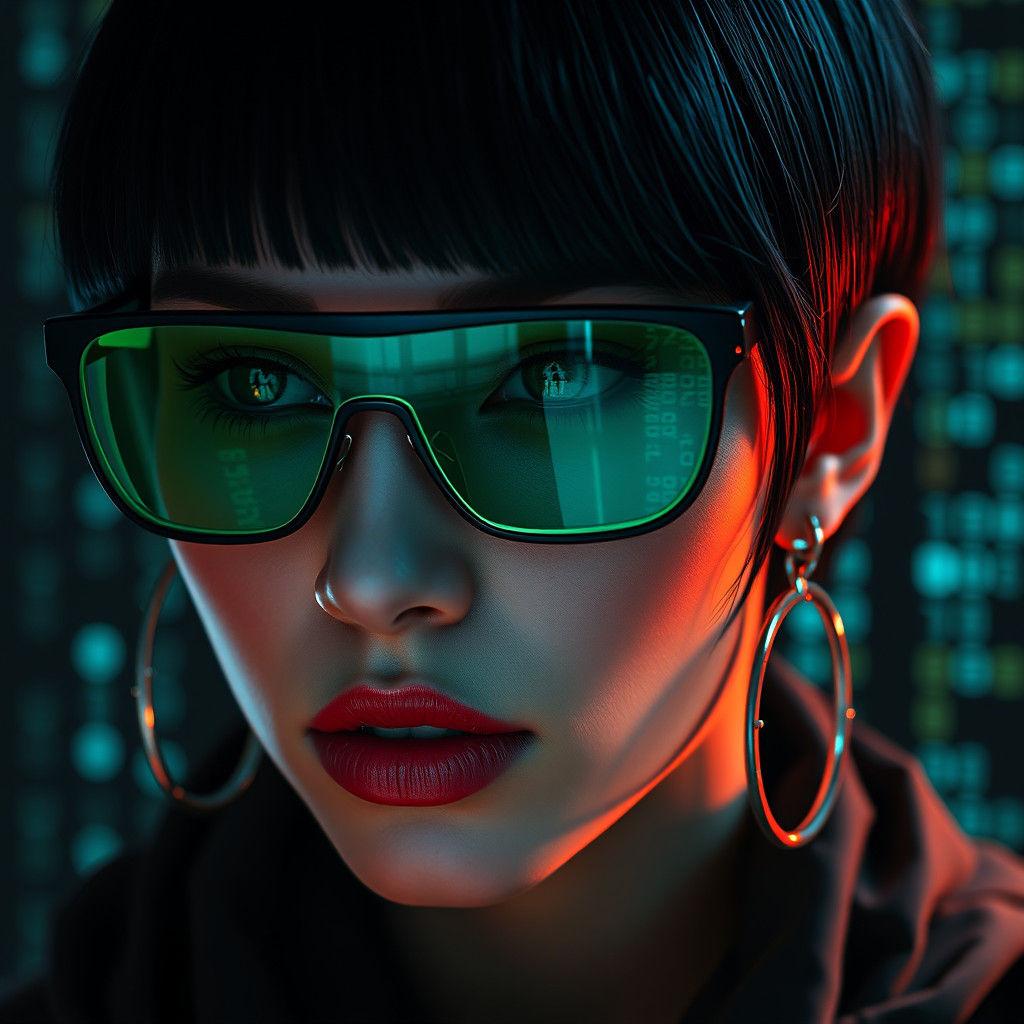 Cyberpunk Hacker with Neon Reflections