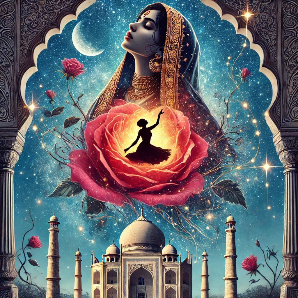 Rose Taj Mahal Indian princess Double exposure