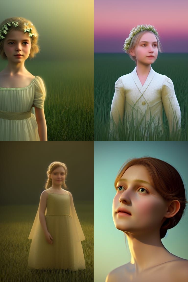 flower girl, gentle smile, sparkling eyes by Caspar David Fr...