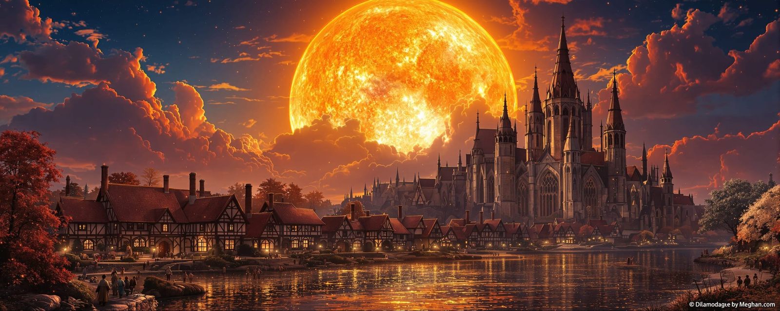 Medieval Riverside Village   by @Textured Color