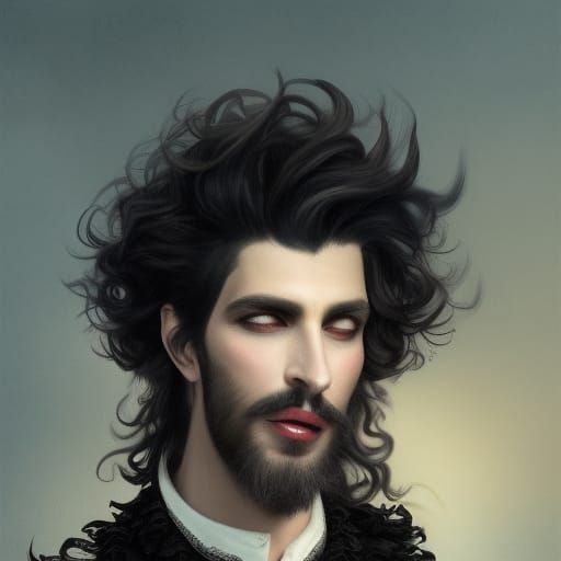 AI Art Generator: A slightly older male vampire with golden eyes