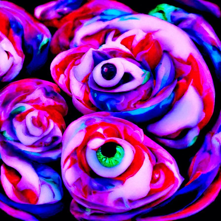 Psychedelic Eyeball Roses 8K - AI Generated Artwork - NightCafe Creator