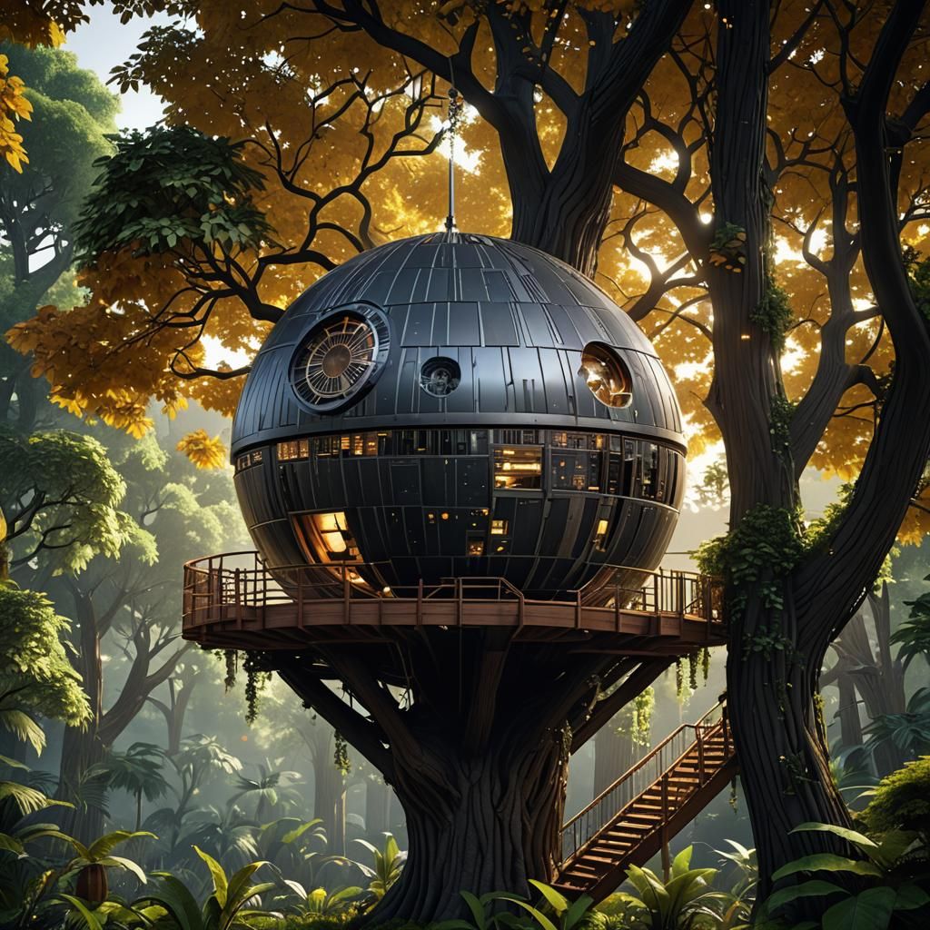 The Death Star Treehouse   by @Reflectics AI creator