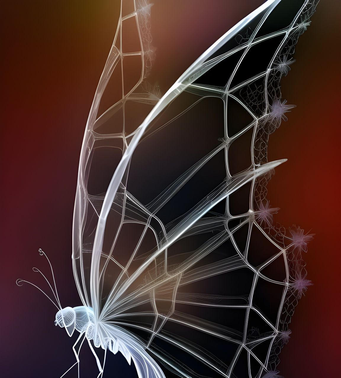 Black crystal butterfly, black glass butterfly, spiderweb wings, 🕸️ wings, low opacity, white colors, ...  by @Jess26