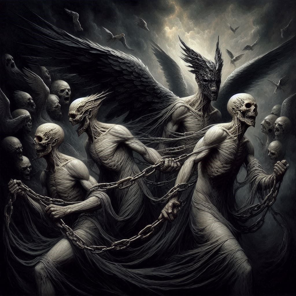 the masked divinities which men themselves invent to justify this wretched chain