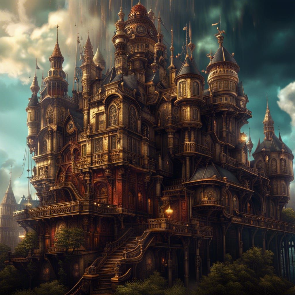 Steampunk Castle - AI Generated Artwork - NightCafe Creator