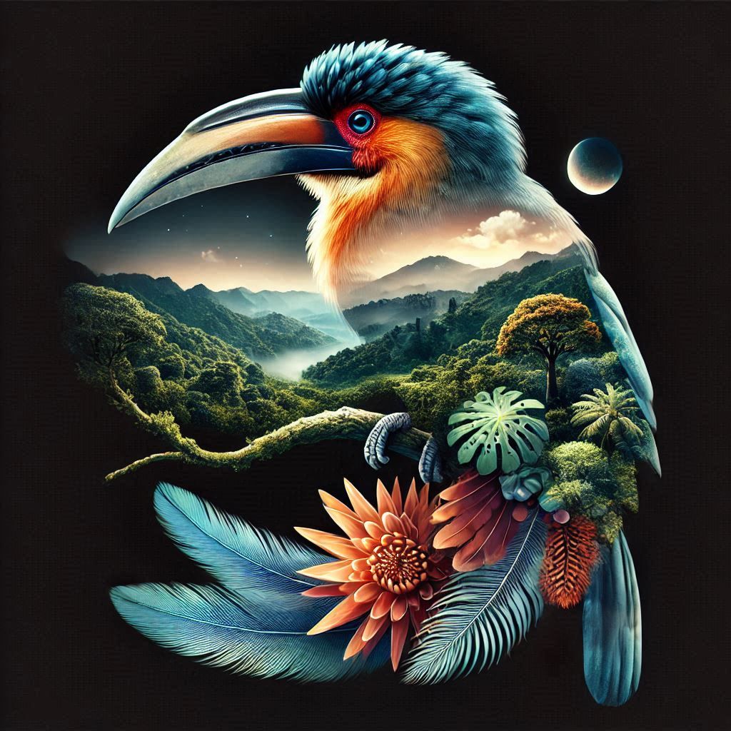 double exposure beautiful fantasy DALL-E 3 portrait landscape..