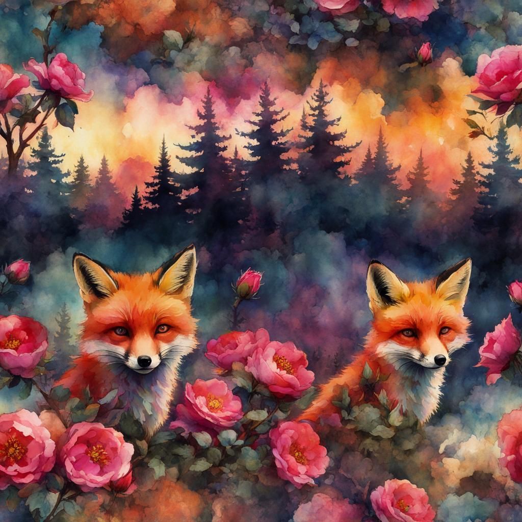 The Fox Twins - Ai Generated Artwork - Nightcafe Creator