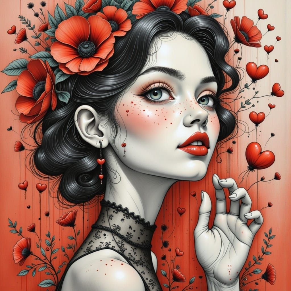 <lora:Pencil drawings:1.0> Patchwork of Junji Ito, Kazuo Umezu, Ai Weiwei and Kim Jung Gi, Tim Burton and Gustav Klimt and Tamara de Lempick...