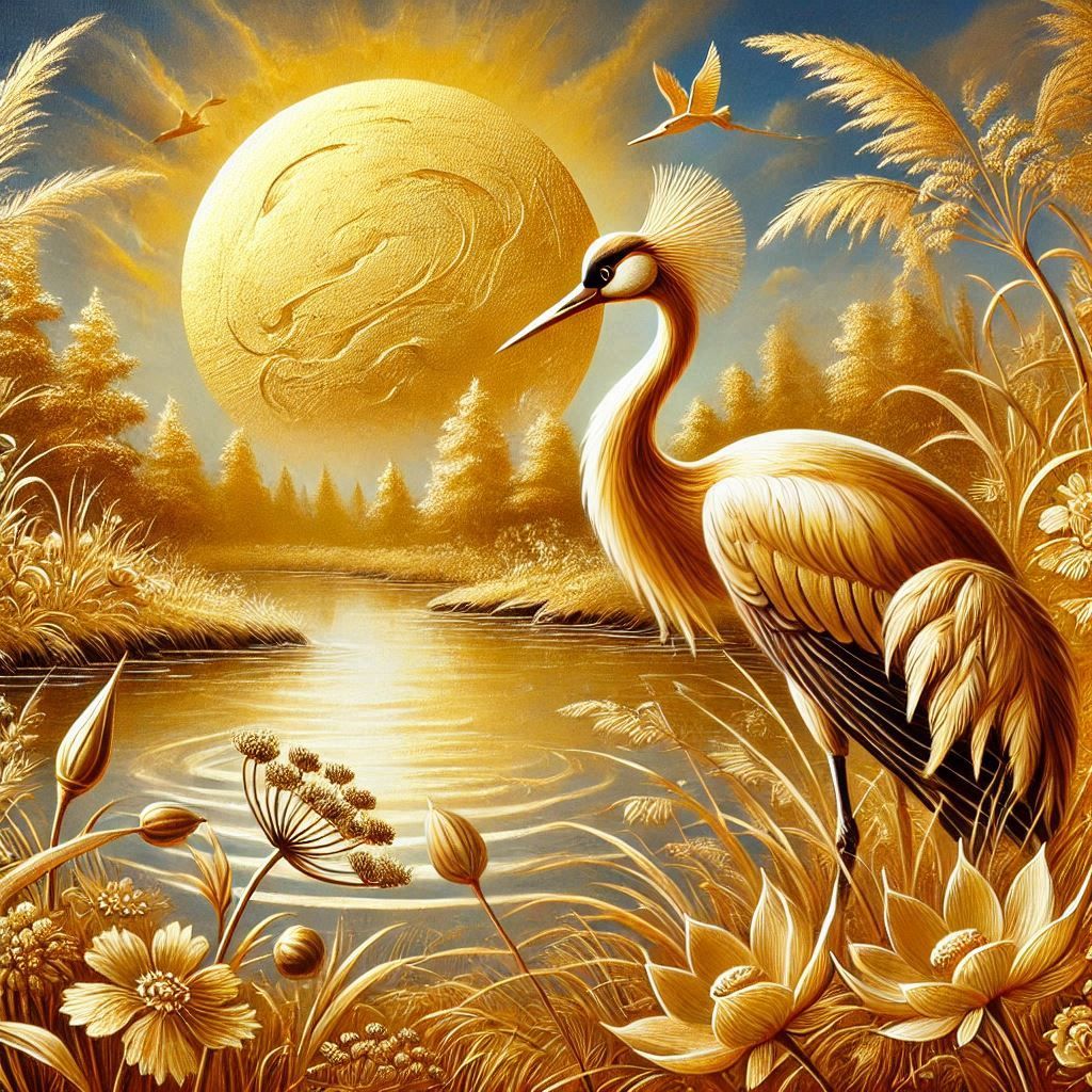 Golden Crane bird