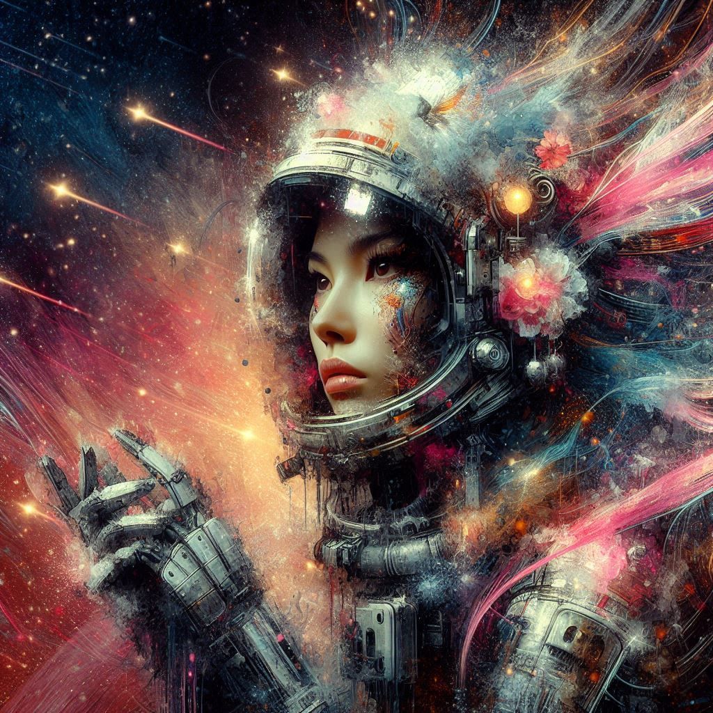 double exposure beautiful fantasy DALL-E 3 portrait landscape..