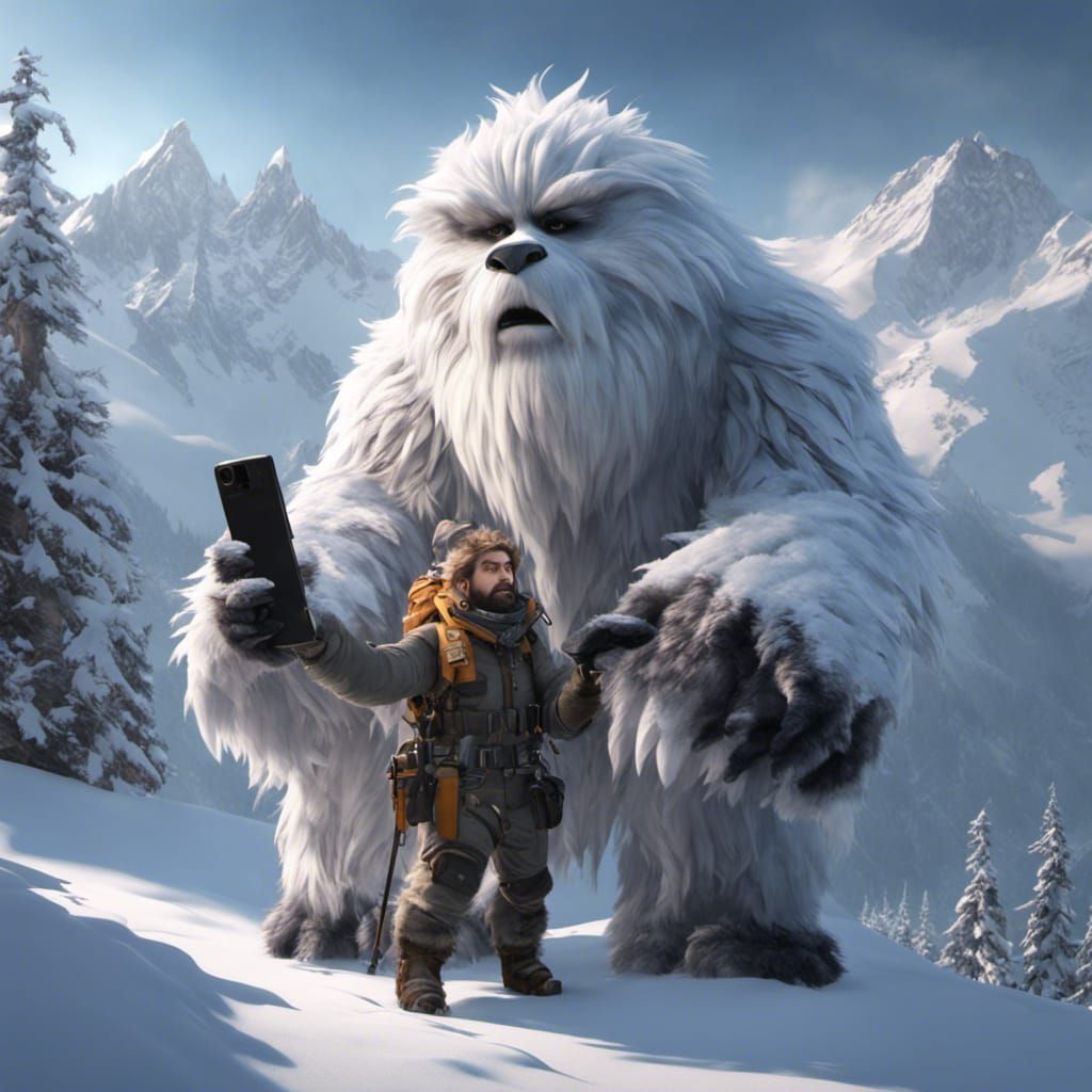 Inspector Gadget as mountaineer meeting Yeti