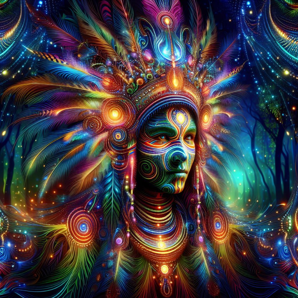 Yanomami indigenous with war makeup