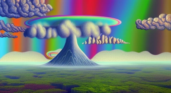 Surrealism fantasy land floating in the clouds with sky scra...